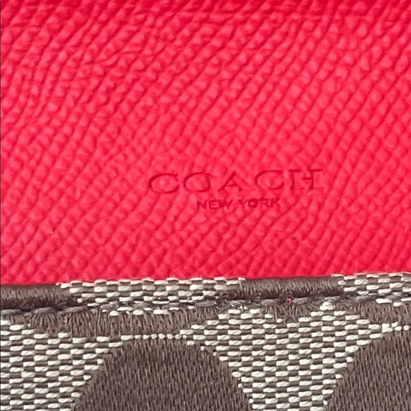 Coach Red Orange and Brown Signature Wallet - Picture 7 of 11